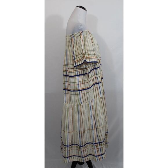 MII COLLECTION Sz S Small Les Madras Off Shoulder Embroidered Dress - Picture 5 of 8